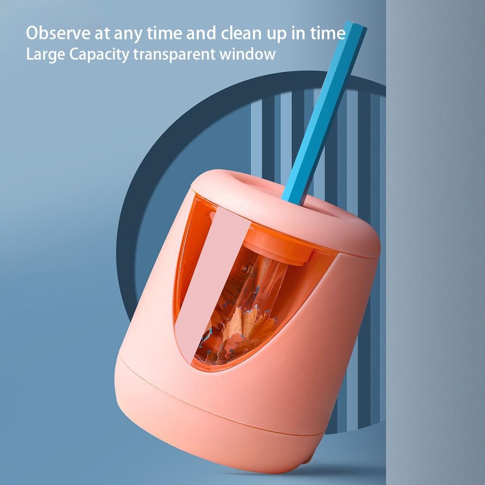 Temperamatite elettrico, temperamatite elettrico automatico, multifunzione, resistente, USB, meccanico, ufficio, scuola, studenti, regalo di cancelleria per bambini (grigio: rosa)