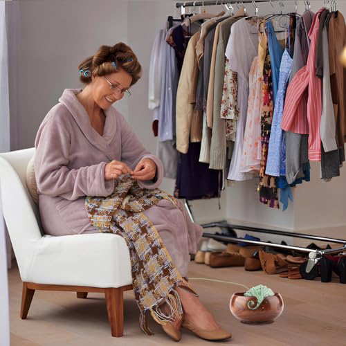 Image of Wooden Yarn Bowl, Storage Bowl with Carved Holes Drills Crocheting Knitting Holder Gift Bowls for DIY Crochet Supplies Handmade Round Woven Mum Wife Granny Enthusiasts Elegant Decoration