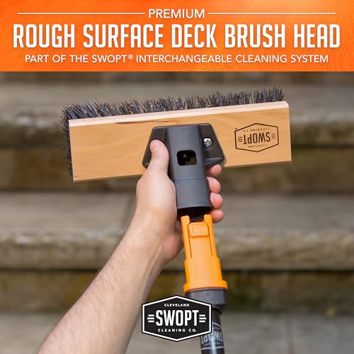 SWOPT 10\' Premium Rough Surface Scrub Brush Head - Deck Brush for Rough and Textured Surfaces, Interchangeable with All SWOPT Cleaning Products for More Efficient Cleaning and Storage