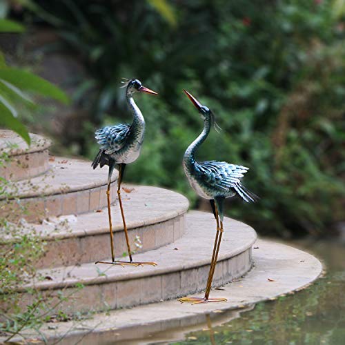 chisheen Crane Garden Statue Metal Heron Statue Outdoor Decorative Bird Decor for Lawn, Patio, Porch and Home, Set of 2 - Thumbnail 2
