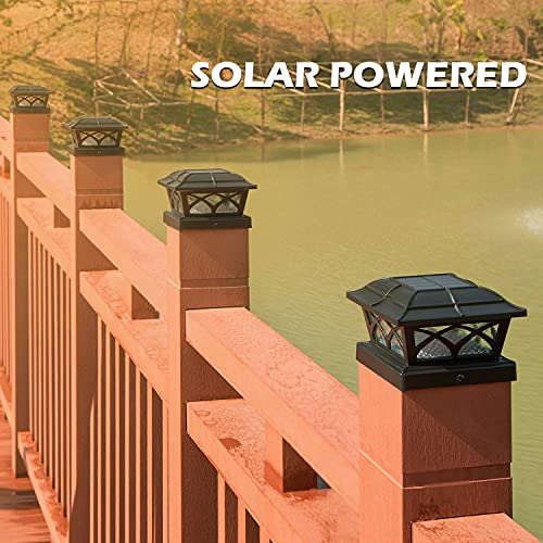 Siedinlar-Lampe-Solaire-Exterieur-Lumieres-Solaires-de-Chapeau-de-Poteau-2-Modes-Lampe-LED-Etanche-pour-Jardin-Terrasse-Cloture-4x4-5x5-6x6-inch-Poteau-en-bois-Lot-de-2