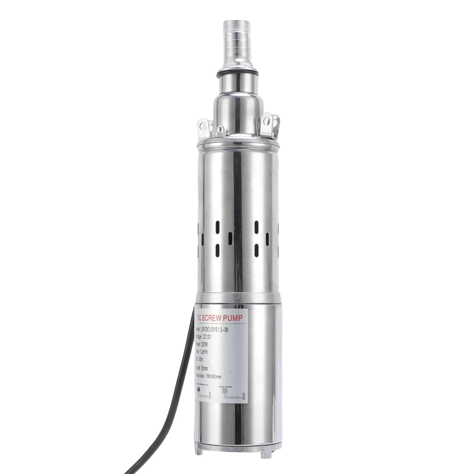 Hyuduo Bomba Sumergible Solar, Bomba de Agua de Pozo Profundo de Acero Inoxidable de 220 W con Cabezal de 98 Pies para Riego y Camping