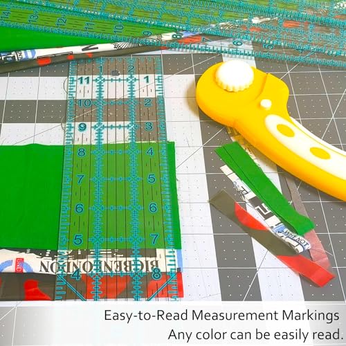 Sewing Ruler,5 Piece Quilting Rulers,3 x17 Inch,1.5 x17 Inch,3 x12 Inch,1.5 x10 Inch,1 x6 Inch,Acrylic Ruler,Cutting Ruler with Non-Slip Rings (Blue)
