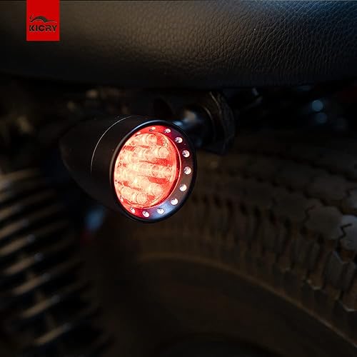 Miniatura 10 de Luz de señal de giro trasera para motocicleta 4 cables indicador LED compatible con Chopper Bobber Harley Softail Iron Cruiser Honda Shadow Suzuki