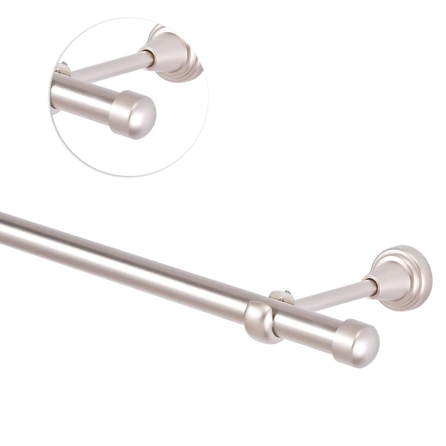MDEKOR Gardinenstange 19mm Einläufig mit Endkappe (Chrom-Matt, 1-läufig, 280 cm)