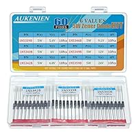 AUKENIEN 5W Zener Dioden Sortiment 6 Wert 60 Stück 1N5339B 5,6V 1N5340B 6V 1N5342B 6,8V 1N5346B 9,1V 1N5349B 12V 1N5359B 24V Z Diodes Assorted Kit