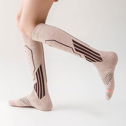 biscmatt Meias femininas de lã para esqui até o joelho, quentes, térmicas, snowboard e patinação par