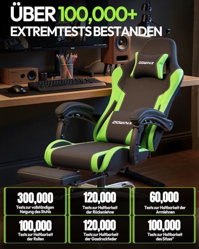 Gaming Stuhl Bürostuhl Gaming Sessel mit höhenverstellbaren Linkage-Armlehnen, ergonomischer Gamer Stuhl mit Fußstütze… – Ansicht 3