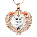 QGJNSGC Herz Urne Halskette für Asche Kristall Kremation Schmuck Memorial Keepsake Urne Anhänger Asche Halter für Frauen Männer Gedenkstätte Andenken Schmuck Erinnerungsstück Halskette