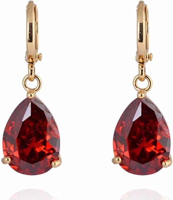 Yazilind Charming Smooth 18K Gold Plated Inlay Teardrop Cubic Zirconia Simple Design Dangle Drop Earrings for Women