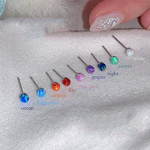 2mm Opal Stud Earrings Sterling Silver 925 Colorful Stone Tiny Ball Cartilage Earrings Tragus Studs Piercing Barbell Mini Small Earrings Dainty Jewelry for Women Girls Sensitive Ears4
