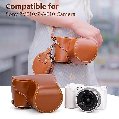 MUZIRI KINOKOO ZVE10 Case, PU Leather Protective Case Comaptible for Sony ZV-E10 ZVE10 with 16-50mm Lens Camera - Image 3