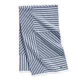 Lacoste Guethary Striped Towel – 100% Cotton, Reversible Modern Geometric Design, Soft & Absorbent, Durable & Lightweight, Machine Washable – Denim, 30