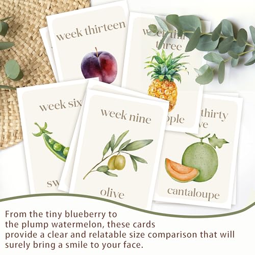 Image of 76 Pcs Locally Grown Baby Shower Decorations-36 Pcs Pregnancy Milestone Cards,Locally Grown Farmers Market Themed Party Decorations, Fruits And Vegetables To Track Baby Growth, Weekly Baby Size Cards For Pregnancy Announcement Photos 36 Pcs