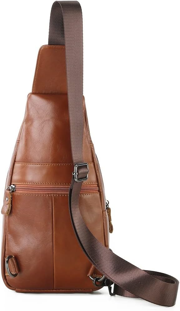 Leather Men's Chest Bag Rechargeable Chest Bag Casual Men's Shoulder Diagonal Span Bag