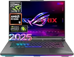 Asus Laptop para jogos ROG Strix G16 2025, tela FHD 165Hz de 16 polegadas, AMD Ryzen 9 8940HX de 16 núcleos, RTX 5070 Ti, 16 GB de RAM, SSD de 1 TB, cinza Eclipse