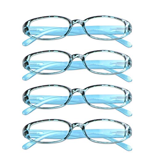 Image of VisionGlobal 1 Pairs /4 Pairs Reading Glasses with Spring Hinge, Blue Light Blocking Glasses for Women /Men