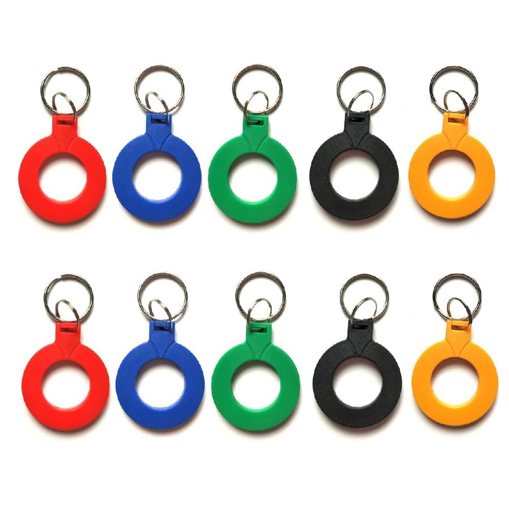 Glayent 10Pcs T5577 EM4305 Copy Rewritable Writable Duplicate RFID Tag EM4100 125Khz Card Proximity Token Keyfobs, Easy Install Mixed Color