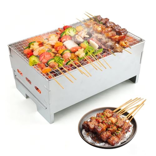Barbecue Charbon de Bois, yisight Mini Barbecue, Barbecue de Table, Grilloir Barbecue, Compact, pour Jardin, Balcon, Voyage, Camping