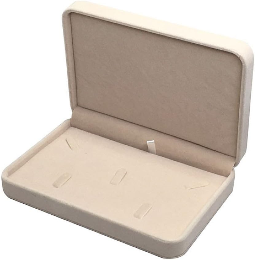 JunningGorJunningGor Wedding Jewelry Sets Velvet Box Necklace Earring Ring Display Case Storage Holder (Beige)