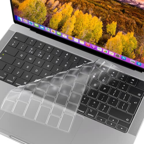 Ultra Thin Keyboard Cover for 2022 2023 15 inch MacBook Air 13.6 Inch M2 2022-2023 MacBook pro 14 inch 16 inch M1 Pro M2 Max 2021 2022 2023 with Touch ID, EU Keyboard Layout