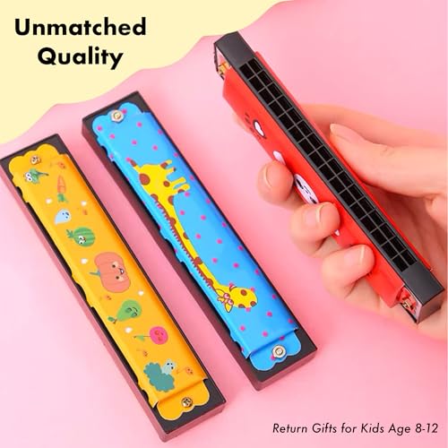 Image of SNAPTRON 12Pcs Harmonica Set for Kids, Cartoon Musical Instrument Birthday Return Gifts for Girls & Boys