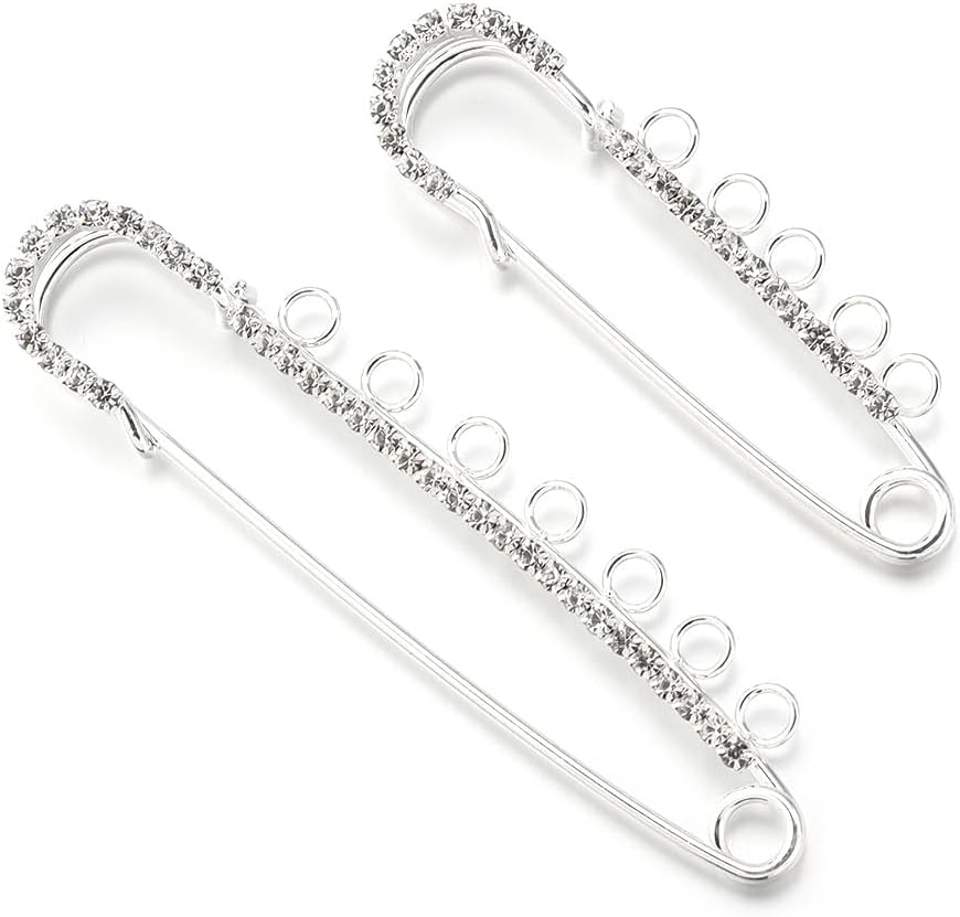10pcs 60-80mm Large Safety pins, Rhinestone pin Buckles, Silk Scarf Brooch for DIY Jewelry Clothe s Sewing Crafts