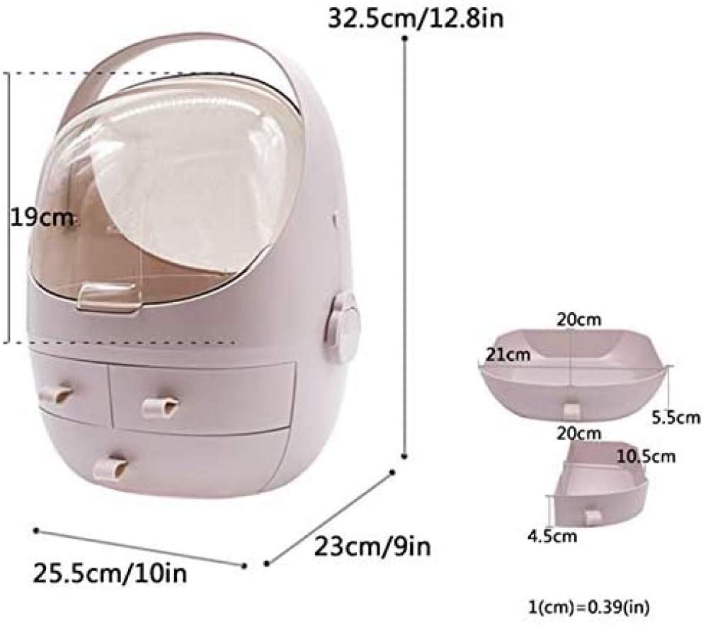 Clamshell 3 Cajones Tocador Curvo Soporte De Maquillaje Caja De Almacenamiento para Lápiz Labial Joyería Organizador Cosmético Blanco