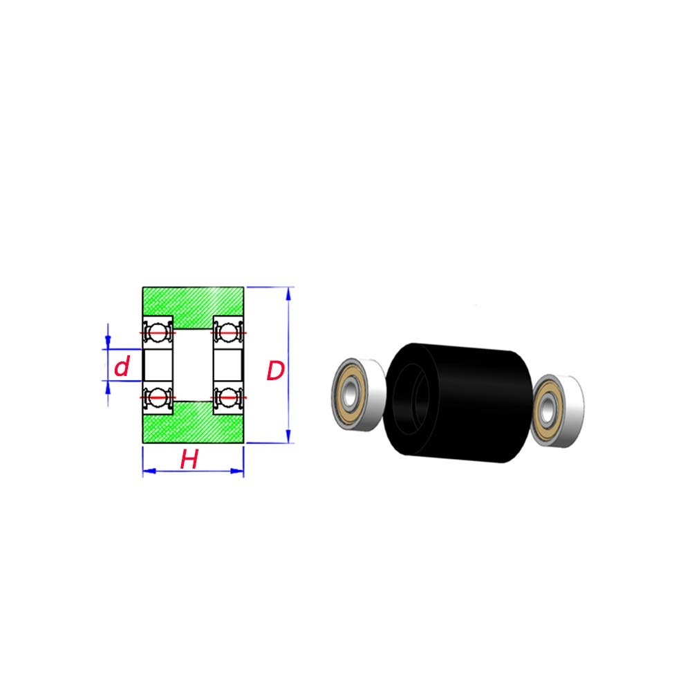 Práctico PU 635 Rodamientos 5x40x30mm del Eje de 5 mm Puertas correderas de Rodillos con 2 Cojinetes de Poliuretano Guiding Wheel Rodillo de Arrastre (Size : 10Pcs)