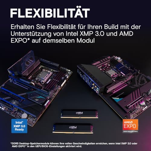Crucial Pro DDR5 RAM 32GB Kit (2x16GB) 6000MHz CL36, Overclocking Edition, Intel XMP 3.0 / AMD Expo, PC Computer Arbeitsspeicher 32GB DDR5 - CP2K16G60C36U5B – Bild 4