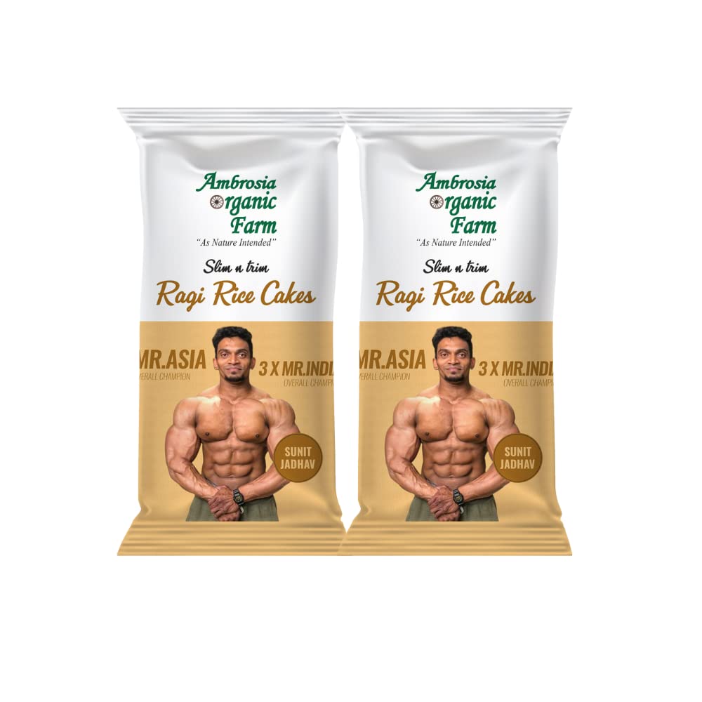 Ambrosia Organic Farm Ragi Rice Cake Gym Edition, No Fat, No Cholesterol, No Sugar, Gluten Free, Lightly Salted (180g Each) (Pack of 2)-image-12