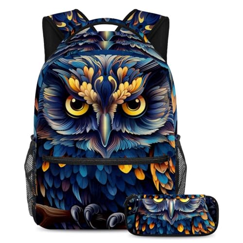 Sac à dos Animal Art Hibou grand format avec sa trousse assortie
