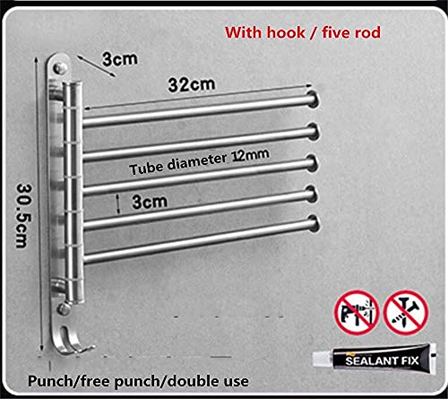 Porte-serviettes rotatif support mural mobile sans perçage - 3