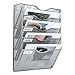 PAG Hanging Wall File Holder Mail Organizer Wall Mount Document Letter Rack, 5-Tier, Silver