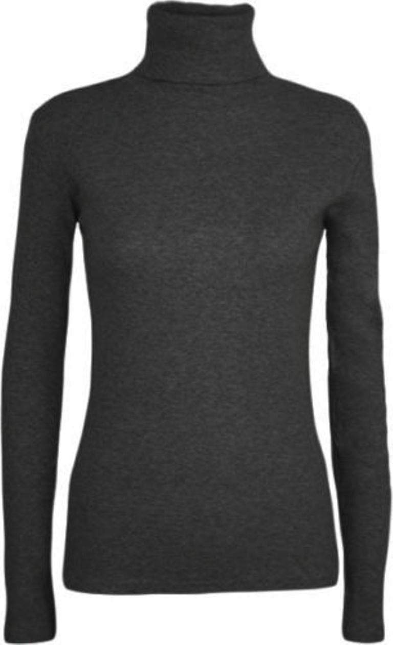 Fashion Lovers Women's Charcoal Stretch Plain Polo Turtle Roll Neck T Shirt Jumper Top