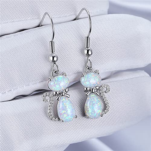 Boucles d'oreilles chat en cristal avec nœud bleu, le cadeau de mariage idéal