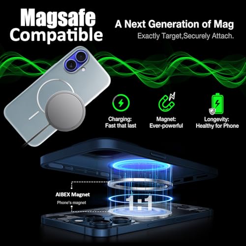 Image of AIBEX Ultra-Thin Mag-Saf Back Cover Case Compatible with iPhone 16| Slim Fit Scratch-Resistant Matte | Magnetic Wireless Charging | Microfibre Lining | Camera Protection (PC Material) - Silver