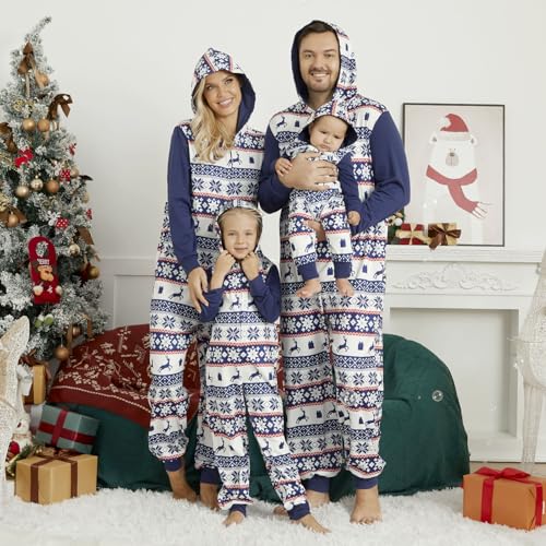 Mumetaz Christmas Pajamas for Family Matching Family Christmas PJs Sets Onesies Christmas Sleepwear Zipper Jumpsuit2