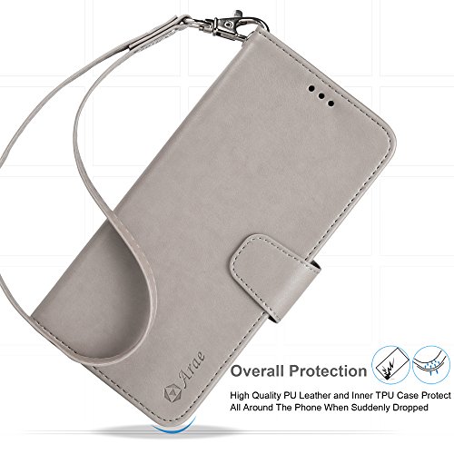 Arae Case For Iphone 6S / Iphone 6, Premium Pu Leather Wallet Case [Wrist Strap] Flip Folio [Kickstand Feature] With Id&Credit Card Pockets For Iphone 6S / 6 4.7 Inch (Light Grey) #TOP6