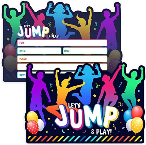 Bounce House or Jumping Party Invitations - Trampoline Jump Birthday Invite - Trampoline Birthday Party - 30 Cards + 30 Envelopes