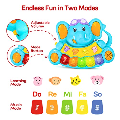 Steam Life 855-28A Baby Piano Toys, Baby Girl Toys Infant Toys, Baby Music Toys Baby Elephant Light Up Toys thumb #2