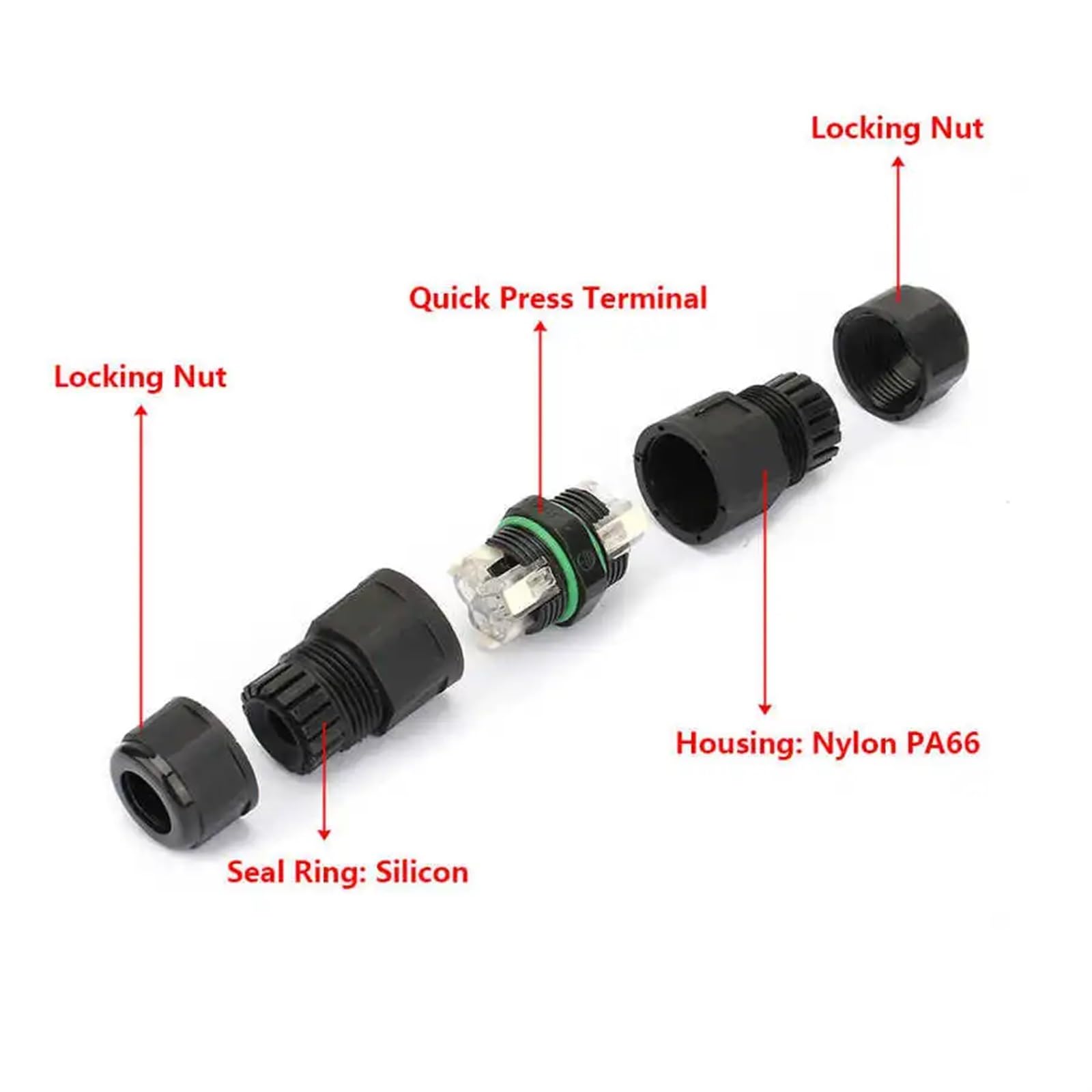 Conector de Cable Impermeable IP68, Adaptador Terminal eléctrico 3 Pines, Conector for Luces Exteriores, 2 uds(C)