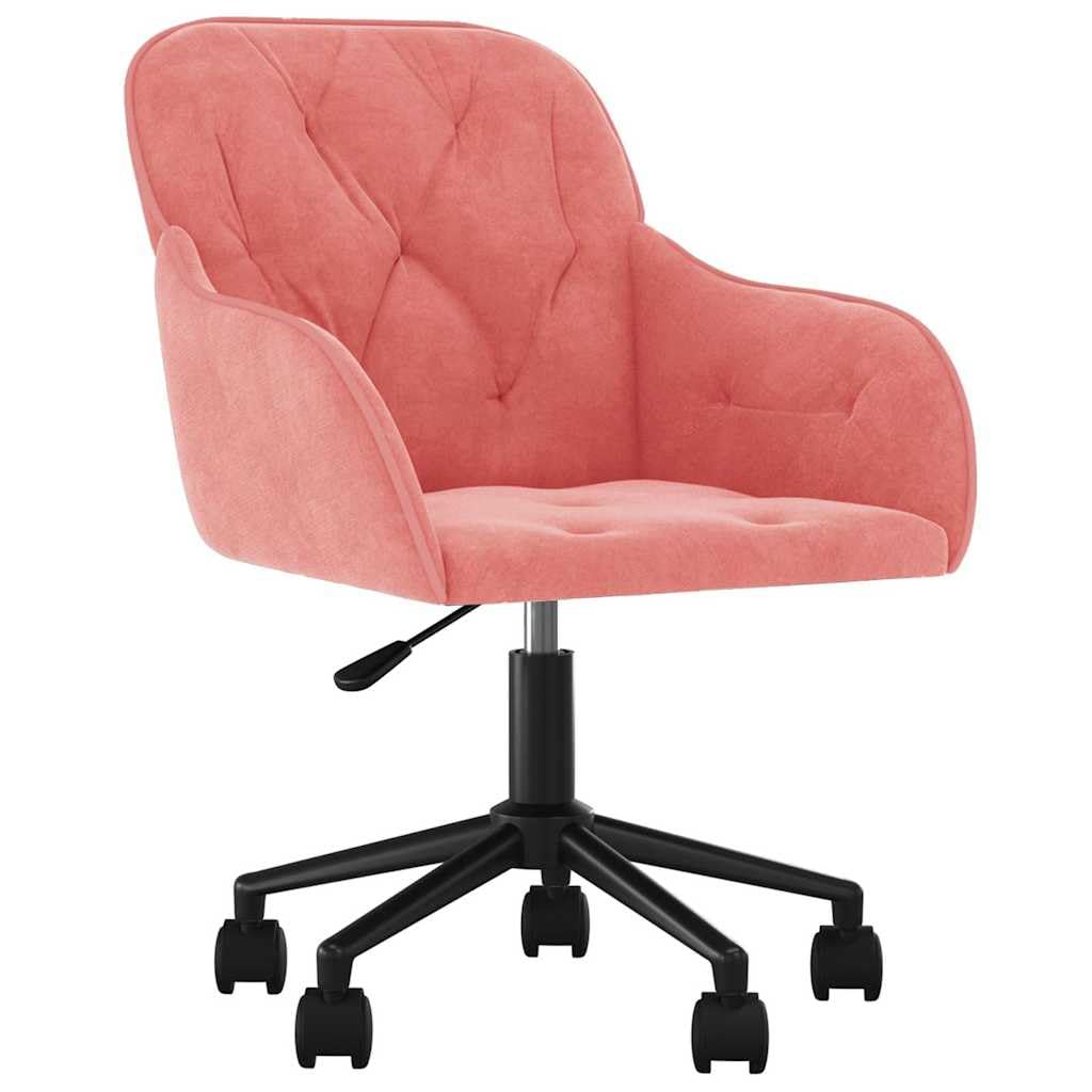 GKHPYURE Bürodrehstuhl aus Samt in Rosa, höhenverstellbar | Samt 100% Polyester, Metallgestell und Sperrholz, 360 Grad drehbar, Schaumstoff, Tragkraft 110 kg