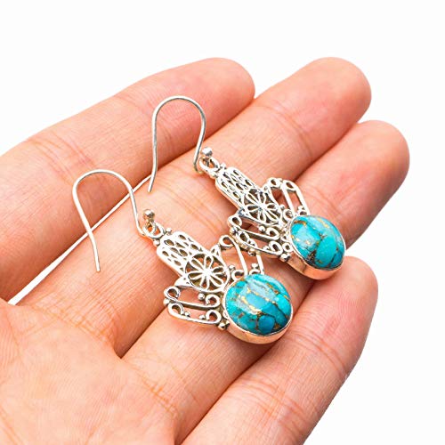 Boucles d'oreilles turquoise argent 925 cadeau idéal - 3