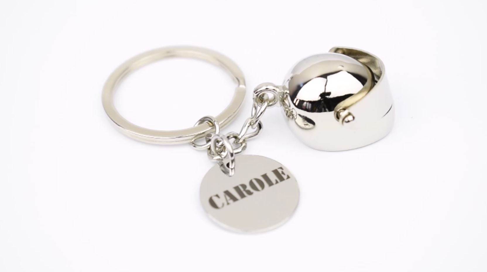 Porte-clés Casque De Moto Personnalisable Avec Gravure - Alliage De Zinc Argenté - Cadeau Motard