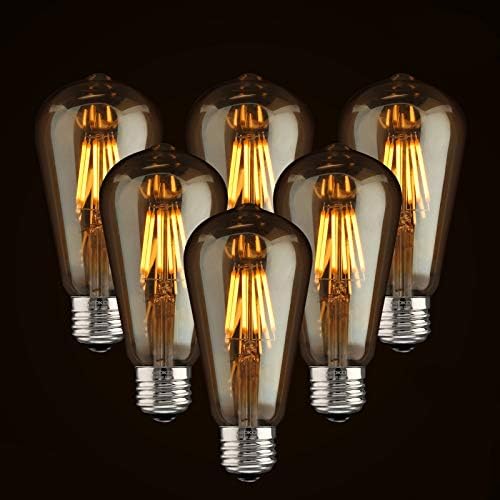 ASOKO Edison Bulb ST64, 2200K-2400K, Dimmable, Vintage Style, 6-Pack 6W