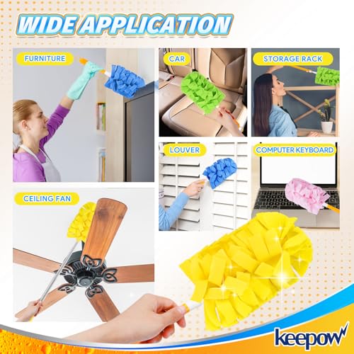 Image of KEEPOW 20 Pack Reusable Duster Refill Compatible with Swiffer Duster Refill, Microfiber Dusters for Cleaning, 360 Heavy Duty Duster Refills, Fleece Refills(Handle is Not Included)
