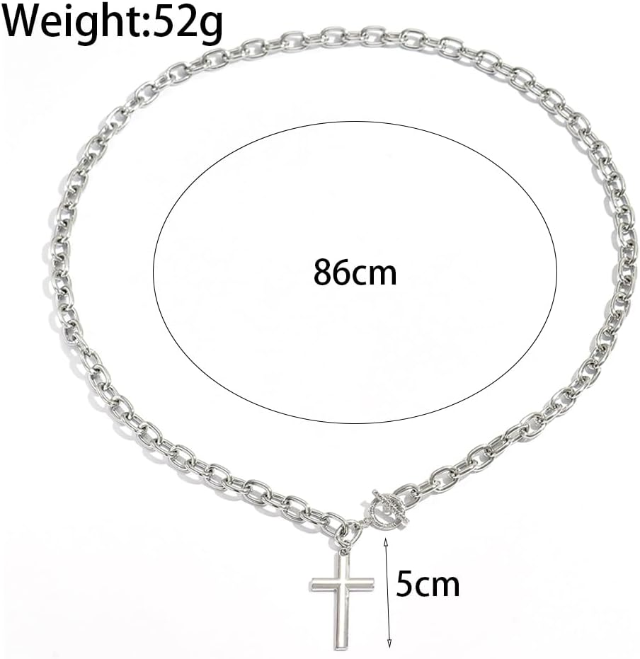 Chunky Layered Gold Cross Choker Necklace for Women,Vintage Punk Cross OT Buckle Statement Pendant Necklace,Fashion Jewelry Accessories Gifts - Image 3