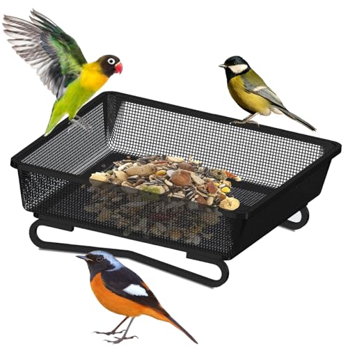 Vogelfutterspender, VogelFutterstation, Futterhaus für Vögel, Metall Futterstelle, Vogelfutterschale Metall, für Wildvögel im Garten Balkon,Spatzen, Rotkehlchen, Höhe 17.5 cm, Metal, Schwarz Vogelfutterspender, VogelFutterstation, Futterhaus für Vögel, Metall Futterstelle, Vogelfutterschale Metall, für Wildvögel im Garten Balkon,Spatzen, Rotkehlchen, Höhe 17.5 cm, Metal, Schwarz