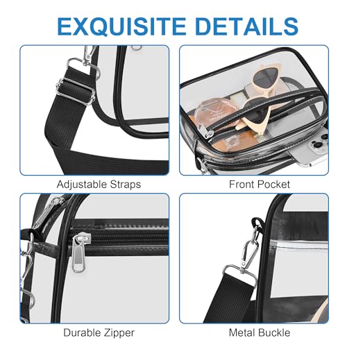 Image of Clear Bag for Stadium Events - Stadium Approved Small Mini Clear Purse, Women's Top-Handle Handbags for Sports Concerts